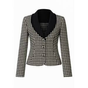 NWT Shomi Petites Houndstooth Black White Blazer Size 14